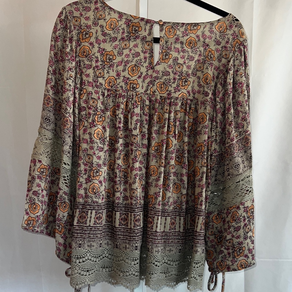 Angie Bohemian Floral Crochet Blouse - Pink and Cream - Picture 9 of 16
